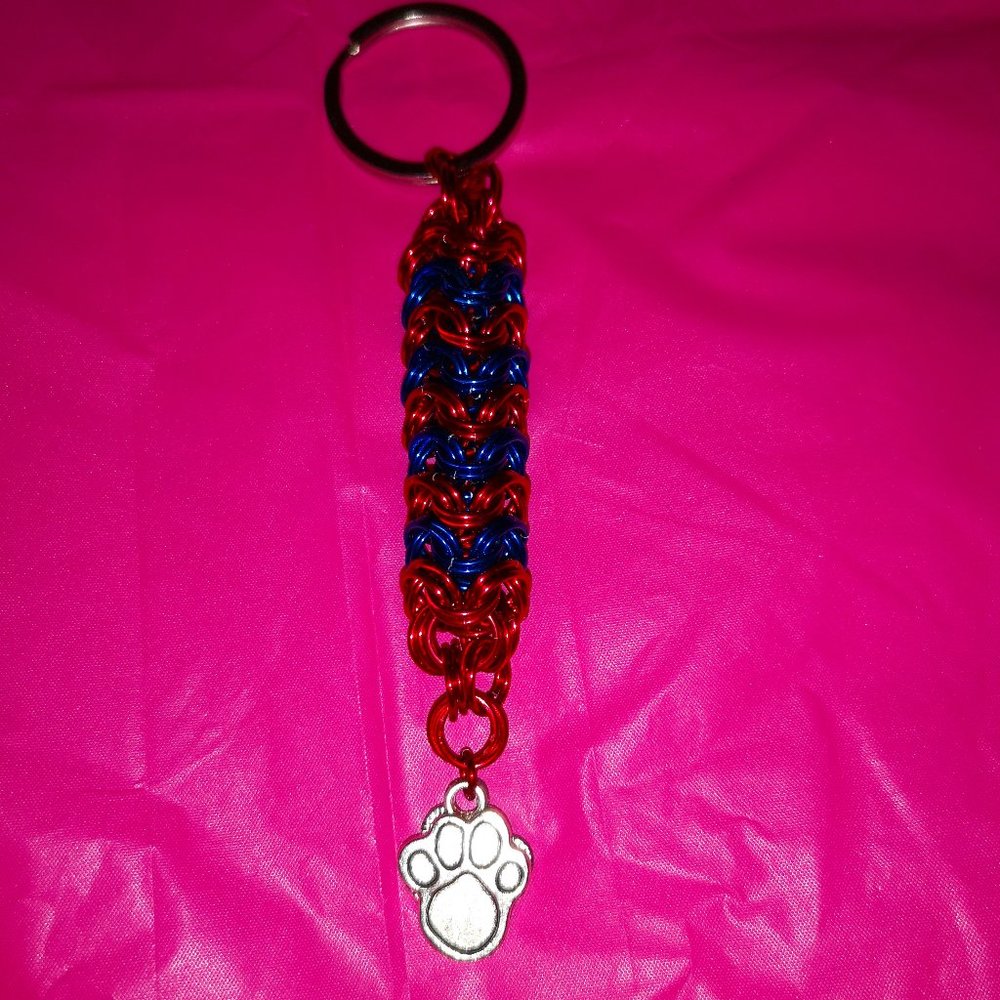 Handcrafted Blue & Pink Chainlink Keychain for Pet Lovers!